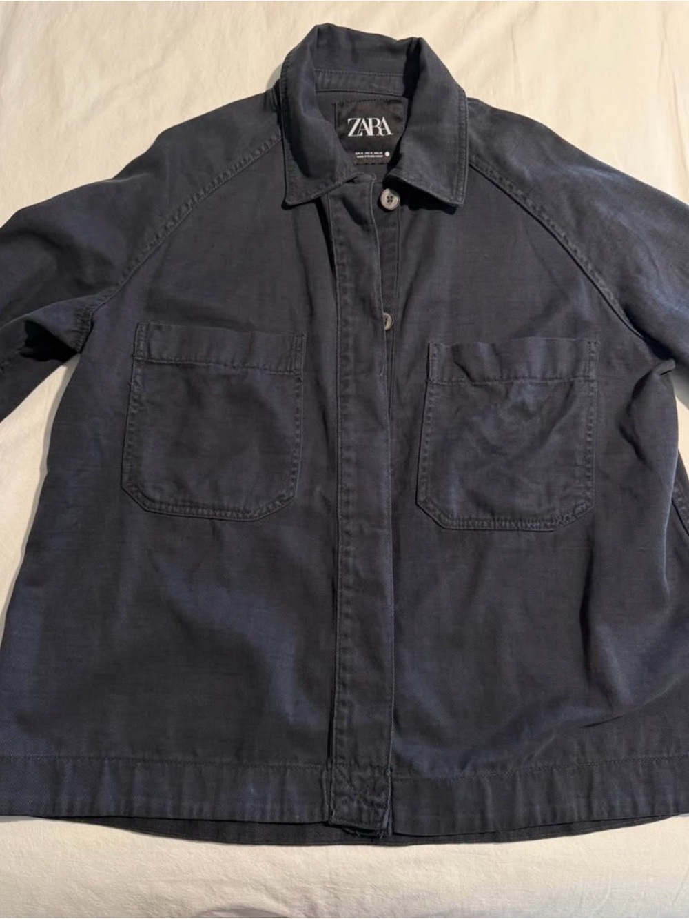 Zara Men's Navy Lightweight Shirt Jacket